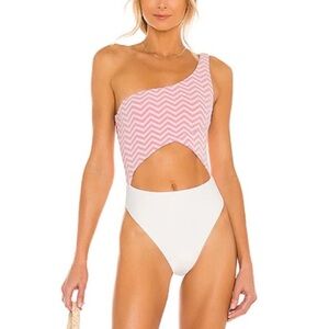 Lovers & Friends Freedom One-Piece Swimsuit Pink Cream Cut-Out Size Medium